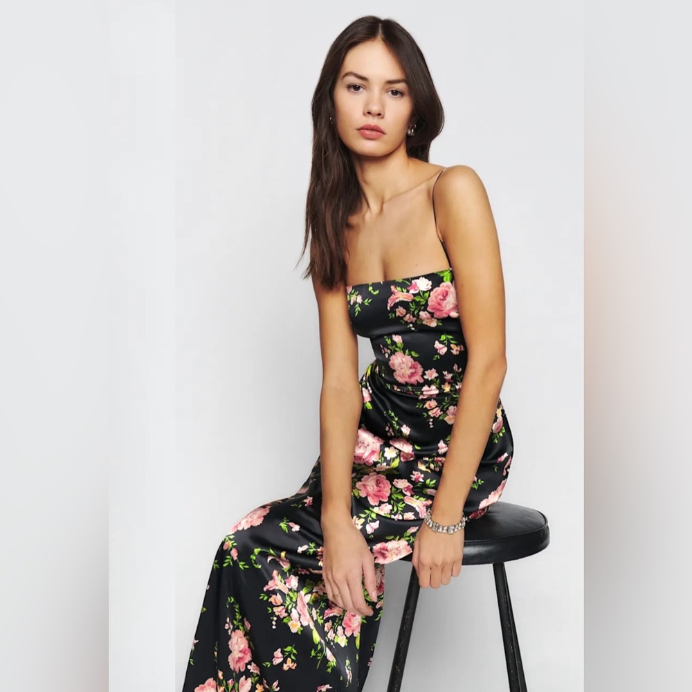 Reformation Frankie Silk Maxi Floral wedding guest Dress in Polina size 0